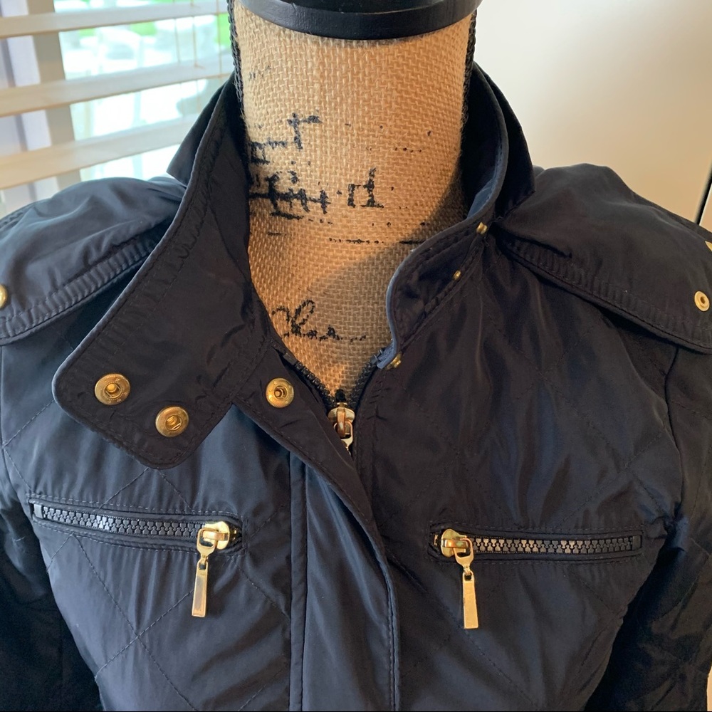 Zara Basic Drawstring Waist Jacket With Hood - image 3